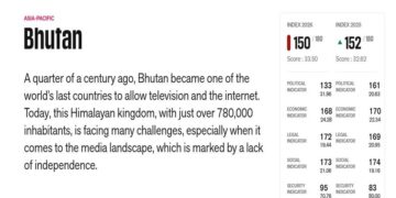 Bhutan improves slightly in Global Press Freedom Ranking