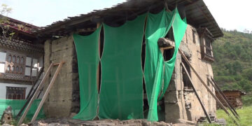 Collapsed Changyul Bum Galem house in Punakha still awaits restoration