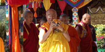 Je Khenpo presides over Salang Tendrel for Dewachen Spiritual Centre in Patabari